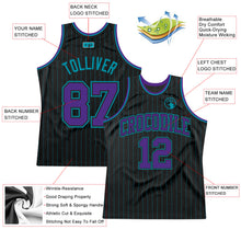 Laden Sie das Bild in den Galerie-Viewer, Custom Black Teal Pinstripe Purple-Teal Authentic Basketball Jersey
