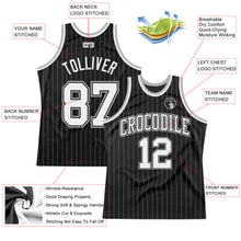 Laden Sie das Bild in den Galerie-Viewer, Custom Black Gray Pinstripe White-Gray Authentic Basketball Jersey
