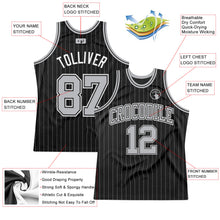 Laden Sie das Bild in den Galerie-Viewer, Custom Black Gray Pinstripe Gray-Black Authentic Basketball Jersey
