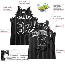Load image into Gallery viewer, Custom Black White Pinstripe Black-White Authentic Basketball Jersey
