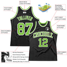 Laden Sie das Bild in den Galerie-Viewer, Custom Black White Pinstripe Neon Green-White Authentic Basketball Jersey
