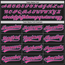 Laden Sie das Bild in den Galerie-Viewer, Custom Black White Pinstripe Pink-Light Blue Authentic Baseball Jersey
