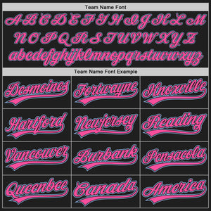 Custom Black White Pinstripe Pink-Light Blue Authentic Baseball Jersey