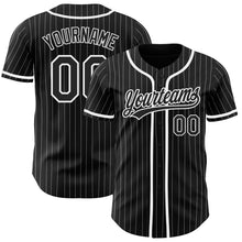 Laden Sie das Bild in den Galerie-Viewer, Custom Black White Pinstripe Black Authentic Baseball Jersey
