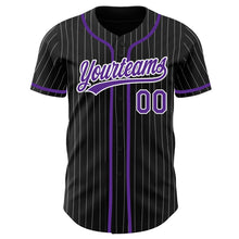 Laden Sie das Bild in den Galerie-Viewer, Custom Black White Pinstripe Purple Authentic Baseball Jersey
