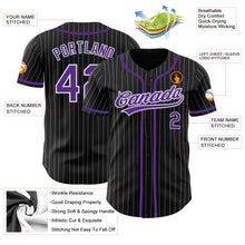 Laden Sie das Bild in den Galerie-Viewer, Custom Black White Pinstripe Purple Authentic Baseball Jersey
