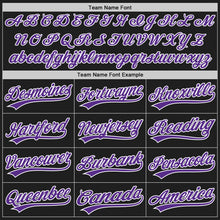 Laden Sie das Bild in den Galerie-Viewer, Custom Black White Pinstripe Purple Authentic Baseball Jersey
