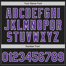 Laden Sie das Bild in den Galerie-Viewer, Custom Black White Pinstripe Purple Authentic Baseball Jersey
