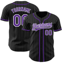Laden Sie das Bild in den Galerie-Viewer, Custom Black White Pinstripe Purple Authentic Baseball Jersey
