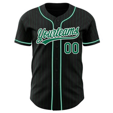 Laden Sie das Bild in den Galerie-Viewer, Custom Black Kelly Green Pinstripe Kelly Green-White Authentic Baseball Jersey
