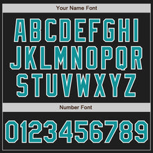 Charger l&#39;image dans la galerie, Custom Black Teal Pinstripe Teal-White Authentic Baseball Jersey
