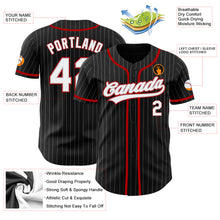 Load image into Gallery viewer, Custom Black Gray Pinstripe White-Red Authentic Baseball Jersey
