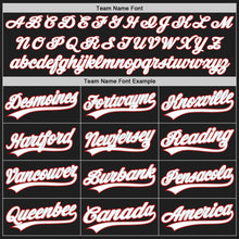 Load image into Gallery viewer, Custom Black Gray Pinstripe White-Red Authentic Baseball Jersey
