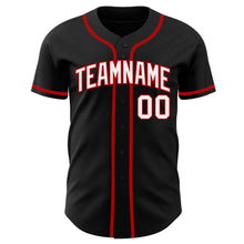 Load image into Gallery viewer, Custom Black White-Red Authentic Baseball Jersey
