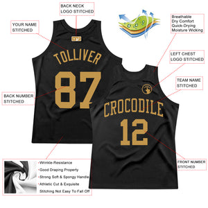 Custom Black Old Gold Authentic Throwback Basketball Jersey