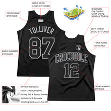 Load image into Gallery viewer, Custom Black Gray Authentic Throwback Basketball Jersey
