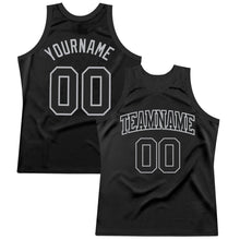 Load image into Gallery viewer, Custom Black Gray Authentic Throwback Basketball Jersey
