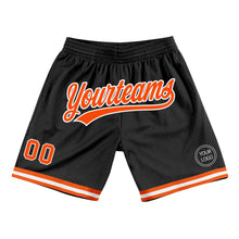 Load image into Gallery viewer, Custom Black Orange-White Authentic Throwback Basketball Shorts
