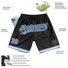 Загрузить изображение в средство просмотра галереи, Custom Black Light Blue-White Authentic Throwback Basketball Shorts
