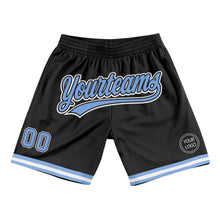 Load image into Gallery viewer, Custom Black Light Blue-White Authentic Throwback Basketball Shorts
