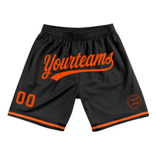 Load image into Gallery viewer, Custom Black Orange Authentic Throwback Basketball Shorts
