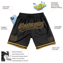 Load image into Gallery viewer, Custom Black Old Gold Authentic Throwback Basketball Shorts
