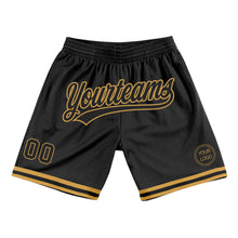 Load image into Gallery viewer, Custom Black Old Gold Authentic Throwback Basketball Shorts
