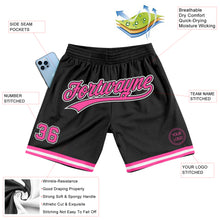 Laden Sie das Bild in den Galerie-Viewer, Custom Black Pink-White Authentic Throwback Basketball Shorts
