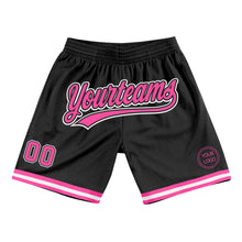 Load image into Gallery viewer, Custom Black Pink-White Authentic Throwback Basketball Shorts
