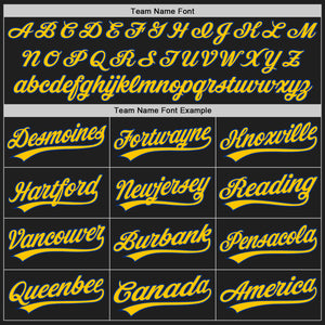 Custom Black Royal Pinstripe Royal-Yellow Authentic Baseball Jersey