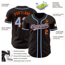 Laden Sie das Bild in den Galerie-Viewer, Custom Black Orange Pinstripe Light Blue Authentic Baseball Jersey
