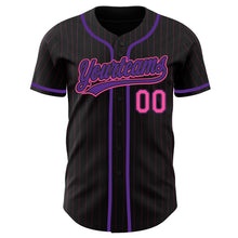 Load image into Gallery viewer, Custom Black Pink Pinstripe Pink-Purple Authentic Baseball Jersey
