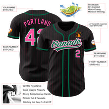 Загрузить изображение в средство просмотра галереи, Custom Black Pink Pinstripe Pink-Kelly Green Authentic Baseball Jersey
