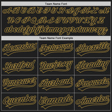 Load image into Gallery viewer, Custom Black Old Gold Pinstripe Black Authentic Baseball Jersey
