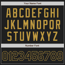 Load image into Gallery viewer, Custom Black Old Gold Pinstripe Black Authentic Baseball Jersey
