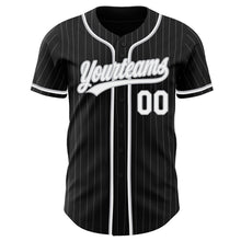 Laden Sie das Bild in den Galerie-Viewer, Custom Black Gray Pinstripe White Authentic Baseball Jersey
