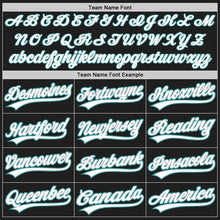 Laden Sie das Bild in den Galerie-Viewer, Custom Black Teal Pinstripe White-Gray Authentic Baseball Jersey
