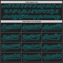 Laden Sie das Bild in den Galerie-Viewer, Custom Black Teal Pinstripe Black Authentic Baseball Jersey
