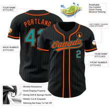 Laden Sie das Bild in den Galerie-Viewer, Custom Black Teal Pinstripe Teal-Orange Authentic Baseball Jersey
