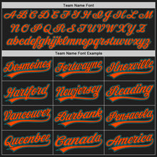 Laden Sie das Bild in den Galerie-Viewer, Custom Black Teal Pinstripe Teal-Orange Authentic Baseball Jersey
