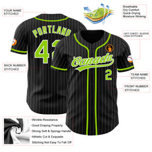 Laden Sie das Bild in den Galerie-Viewer, Custom Black White Pinstripe Neon Green Authentic Baseball Jersey
