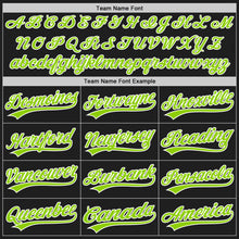 Laden Sie das Bild in den Galerie-Viewer, Custom Black White Pinstripe Neon Green Authentic Baseball Jersey

