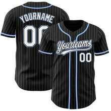 Laden Sie das Bild in den Galerie-Viewer, Custom Black White Pinstripe White-Light Blue Authentic Baseball Jersey
