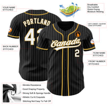 Laden Sie das Bild in den Galerie-Viewer, Custom Black White Pinstripe White-Old Gold Authentic Baseball Jersey
