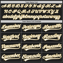 Laden Sie das Bild in den Galerie-Viewer, Custom Black White Pinstripe White-Old Gold Authentic Baseball Jersey
