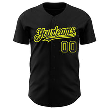 Laden Sie das Bild in den Galerie-Viewer, Custom Black Neon Yellow Authentic Baseball Jersey
