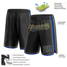 Load image into Gallery viewer, Custom Black Royal-Yellow Authentic Basketball Shorts
