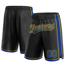 Load image into Gallery viewer, Custom Black Royal-Yellow Authentic Basketball Shorts
