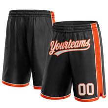 Load image into Gallery viewer, Custom Black White-Orange Authentic Basketball Shorts
