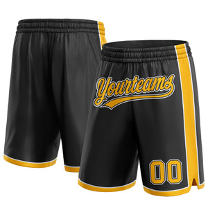 Custom Black Gold-White Authentic Basketball Shorts